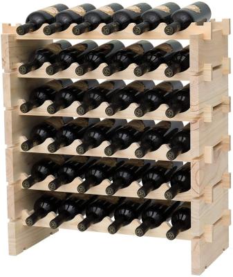 China Handmade Wine Rack Solid Wood Can Be Stackable Storage Wine Rack Wooden Wine Cabinet (36, Natural) for sale