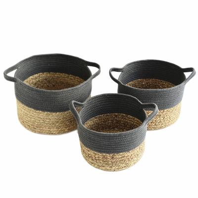 China Europe Cotton Rope Storage Wholesale Foldable Woven Laundry Basket for sale