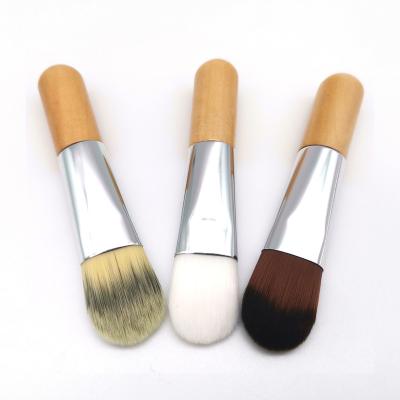 China Brown Private Label Wooden Handle Hot Selling Synthetic Vegan 7cm 8cm Small Mini Facial Mask Clay Brush for sale