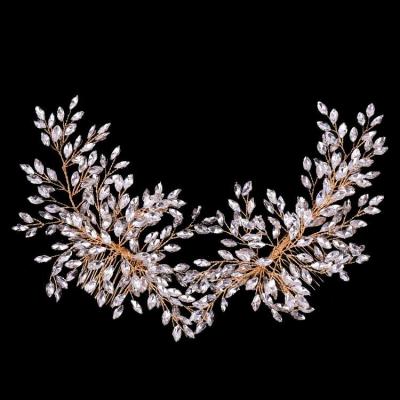 China Crystal Flower Headwear Ladies Hair Accessories Jewelry Bridal Hair Accessories Crystal Wedding Hair Comb Bridal Ladies Hair Decoration Pearl for sale