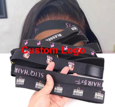 China Custom Hip Hop Logo Adjustable Hair Elastic Lace Band cWig Grip Wigs Elastic Melt Edges Melt Band Wig Band for sale