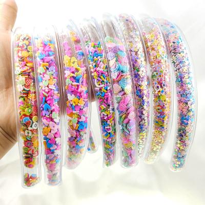 China New decoration style flow sofa with transparent children's PVC sequin headband manufacturers sell children's hair accessories for sale