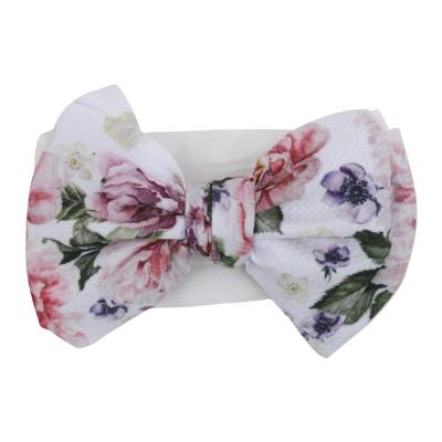 China Exquisite Decoration Fashion Stretch Bow Baby Headcloth Babies Headband Soft Colorful Floral Print Headwear for sale