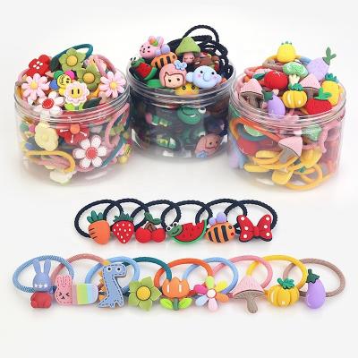 China Cute Hair Decoration Resin Fruit Hair Rope Girl's Animal Hair Accessories 20 Piece Baby Rubber Band Elastic Band for sale