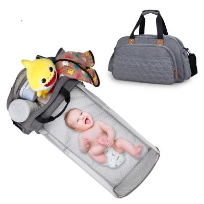 China New Design Water Resistant Mother Folding Hutch Bag Multifunction Baby Diaper Handbag With Bed for sale