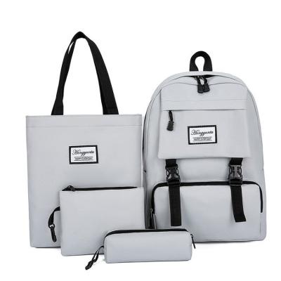 China Waterproof Wholesale 4 in 1 Student Women Canvas Backpack Bag Set for sale