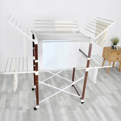 China DC-0107B eco-friendly material 2 layer laundry rack powder coated hanger foldable multi-fuction rack for sale