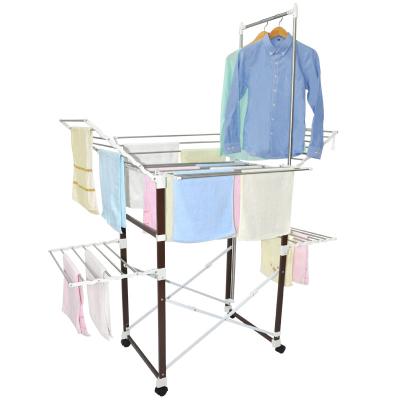 China DC-0107BA Eco-friendly Material 2 Layer Foldable Multi-fuction Laundry Rack Powder Coated for sale