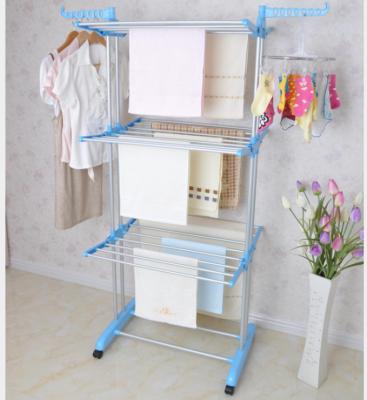 China Recycle 3 Layer Clothes Drying Rack Multi-faction Powder Coated Hanger Rack for sale