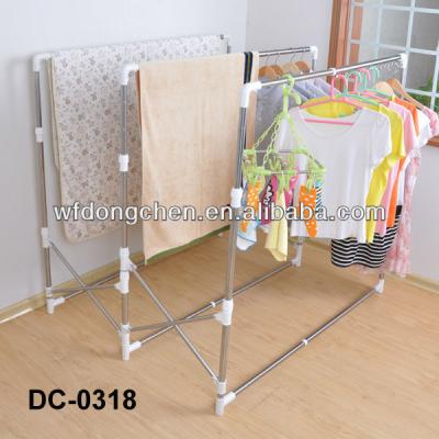 China Solid Stainless Steel Folding Folding Clothes Drying Rack Futon Triple Connective Style For Blanket for sale