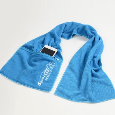 China Compressed Sweat Quick Dry Super Soft Embroidered Logo Branded Zipper Sport Towel for sale