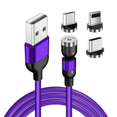 China For iphone/micro/type c top selling magnetic 540 degree usb cable with 3A fast charging cellphones for sale