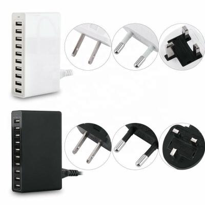 China 10 Ports 10 Ports AC Power Adapter 50W 10A USB Smart Wall Charger For Mobile Phone Tag for sale