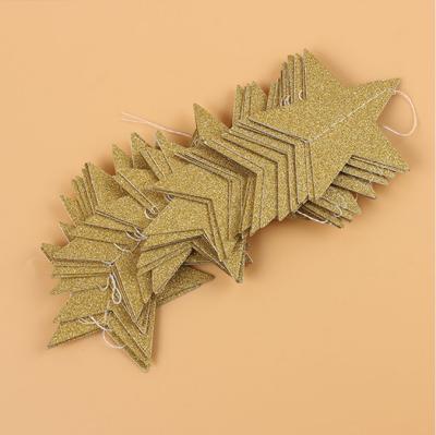 China Wedding Star Garland Christmas Decor Party Room Door Festival Star Decoration/Glitter Garland Golden Christmas Galaxy Banner Gold Star Party Decorations for sale