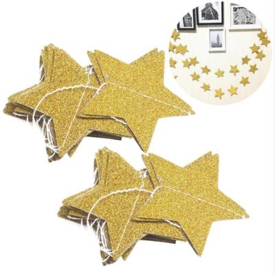 China Small Wedding/Glitter Star Garland For Christmas Wedding Party Baby Shower Decor Party Decorations 2M Gold Star Garland Golden Galaxy Banner Twinkle for sale