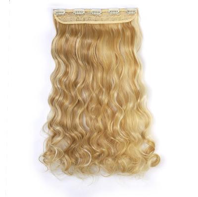 China wholesale U-tip blonde curly hair extensions 5pcs seamless hair wigs extension for clip for sale