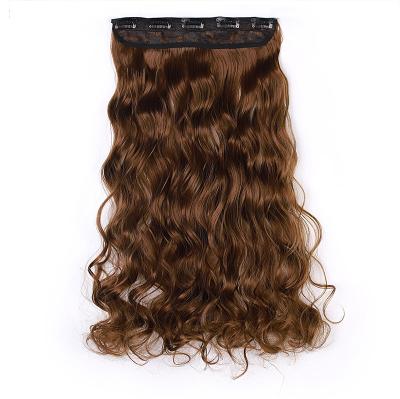 China Wholesale 5 Clip Invisible Seamless Hair Body Wave Hair Extensions Wigs Synthetic Brown Long Curly Wigs Clip In Hair Extensions for sale