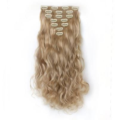 China Synthetic wavy body wave clip. Clip In Hair Extensions 7pcs Set Fashion Gray Blonde Color for sale