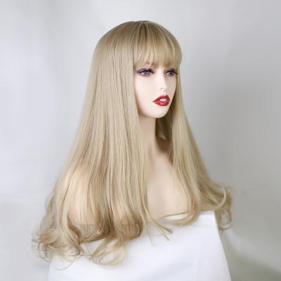 China Body Wave Women Wigs Long Synthetic Fiber Curly Hair Glueless Machine Made Lace Wigs for sale