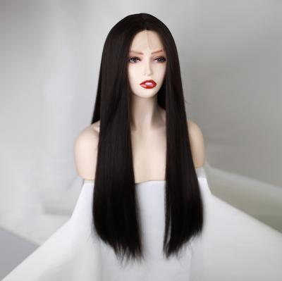 China Hot Sale Chemical Fiber Synthetic Hair Wigs Straight Lace Front Wigs Bone Straight Hair Wig for sale