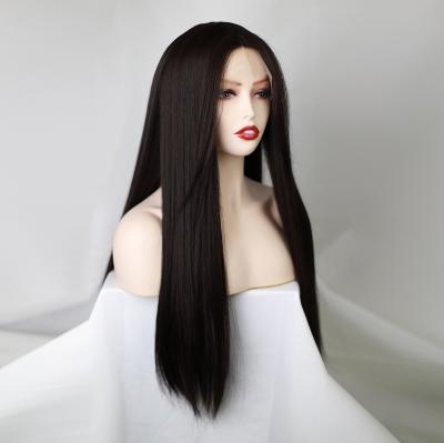 China High Quality Synthetic Straight Black Closure Lace Front Wigs Long Synthetic Wigs for sale