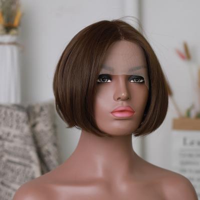 China Straight Matte High Temperature Wire Lacefrront Wigs Synthetic Short Hair Wigs For Women for sale