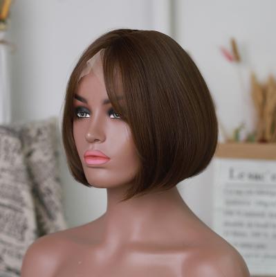 China Synthetic Brown Straight Lace Front Wigs Women Short Human Hair Wigs for sale