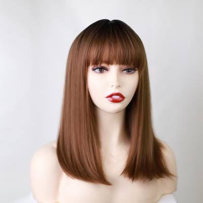 China High Quality Synthetic Wigs Straight Lace Front Wigs Brown Long Synthetic Hair Wigs for sale