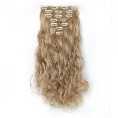 China hot sale U-tip synthetic hair clip wavy extensions 7pcs (QJT-01-16#(7)) set fashion Gray Blonde Color Natural for sale