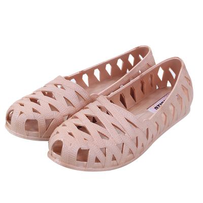 China Fashion Trend Hole Lady Woman Shoe Fashion Breathable Beach Plain Custom Logo For Girls Women Shoes Nude Sandal for sale