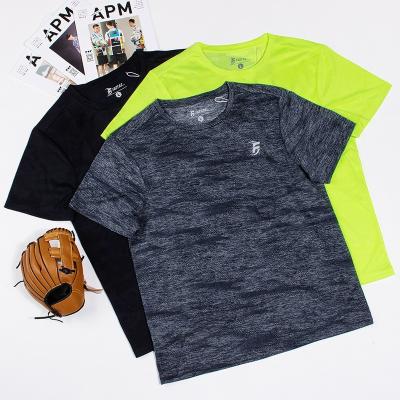 China 2021 QUICK DRY High Quality Jacquard Polyester T-shirt Street Use Slim Fit Short Sleeve Men's T-Shirt for sale