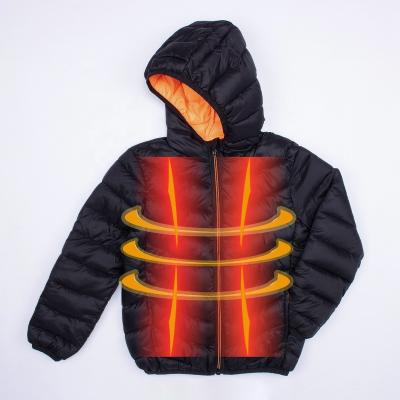 China Winter Kids Jacket 5V Smart Control Outdoor Cotton Padded Heated Jacket Windproof With Usb Battery for sale