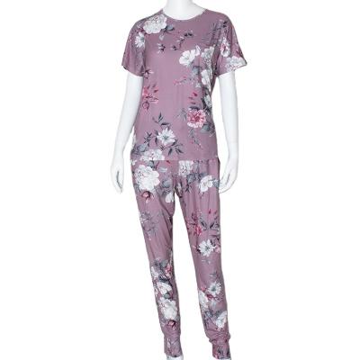 China Lounge Wear Women Pajamas QUICK DRY Printing Two Piece Summer Set With High Quality for sale