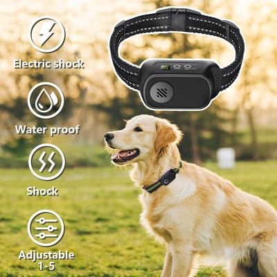 China Dog IP67 No Bark Control Anti Bark Control Training Shock Collar Rechargeable Automatic Pet Electric Bark Collar Waterproof Devices for sale