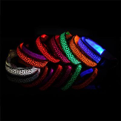 China Wholesale Custom Adjustable Stylish Nylon Leopard Dog Reflective Supplies Luxury Usb Rechargeable Led Collars for sale