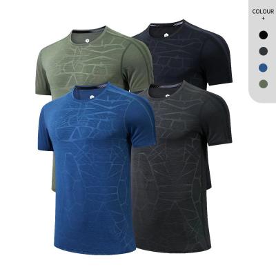 China Anti-Wrinkle Gym Sports Shirts O-Neck Workout Breathable Quick Dry Compression Jogging Tank Top Slim Fit Men Running T-shirts for sale