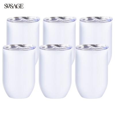 China Viable Wholesale Us USA Warehouse Bulk Lean Bottle Custom Logo White Double Wall Stainless Steel Wine Tumbler for sale