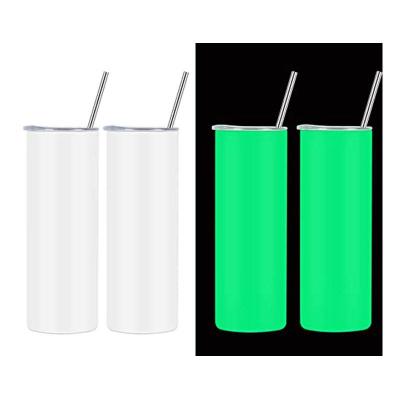 China 20 oz Sustainable Sport Water Cordless Kids Slim Green Glow In The Dark Tumbler Sublimation With Straw In Box for sale