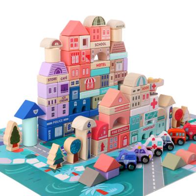 China 115pcs High Quality Building Blocks Sets Wooden DIY City Creative Assembly DIY Building Toy Bricks Educational Kids Toy Building Block S for sale