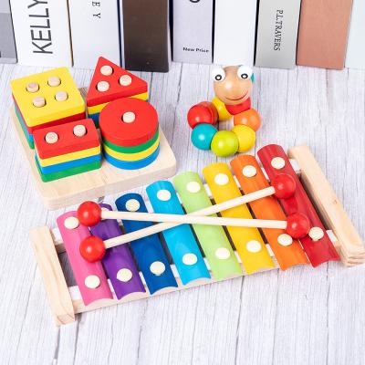 China Mini Piano Wooden Musical Instrument Early Childhood Musical Toy Music Bead Set Baby Eight Tone Educational Toy for sale