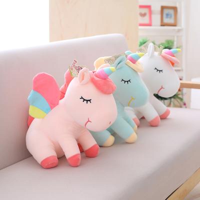 China Children Plush Unicorn Plush Toys Cute Cartoon Horse with Rainbow Wings Stuffed Animal Doll for Baby Kids Gift for sale