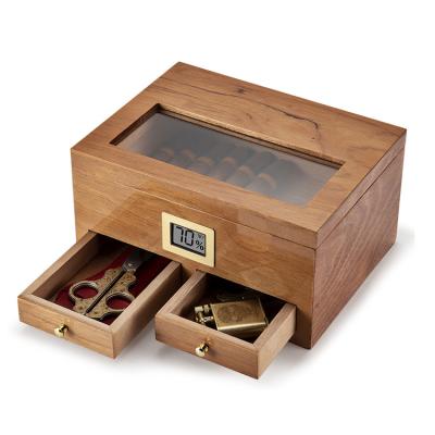 China New Design Eco-friendly Luxury Cigar Humidor Wooden Cigar Box Humidor for sale