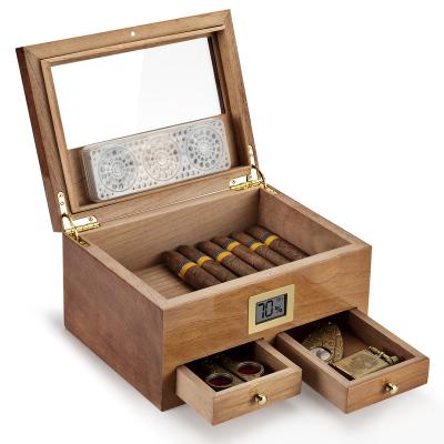 China New Design Top Quality Backwood Cigarette Handmade Wooden Box Humidor Solid Wood Cigar Humidor for sale