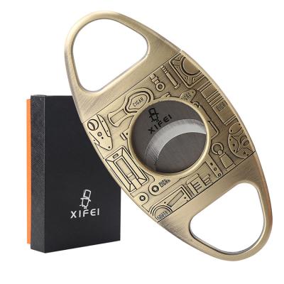 China Widely Used Portable Custom Etching Stainless Steel Cigar Cutter XIFEI Latest Dual Blades Durable Design for sale