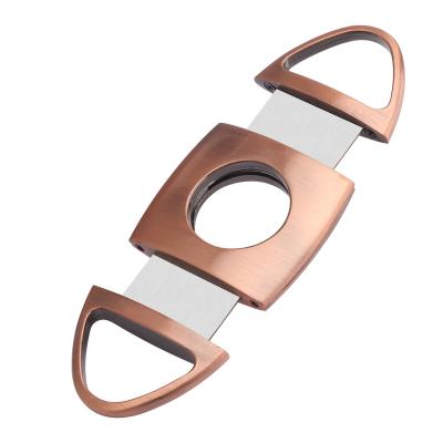 China Wholesale Eco-friendly Deluxe Metal Double Blades Guillotine Cigar Cutter for sale