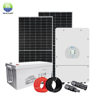 China Planet solar home 5kw 10kw solar power full hybrid solar power system with lithium battery for sale