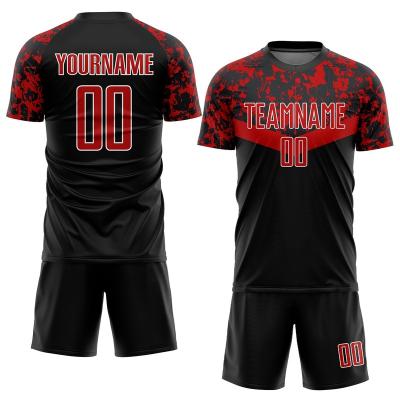 China Custom Black Red White Football Tank Top Sets Sets Sublimation Football To Wear For for sale