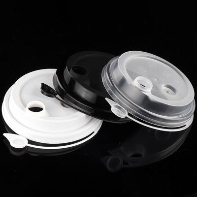 China 90mm caliber food grade pp disposable plastic lid with cap plug milk tea/coffee cup lid for drinking for sale