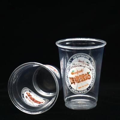 China Logo PET jugo printing transparent clear 92mm disposable plastic cups for sale