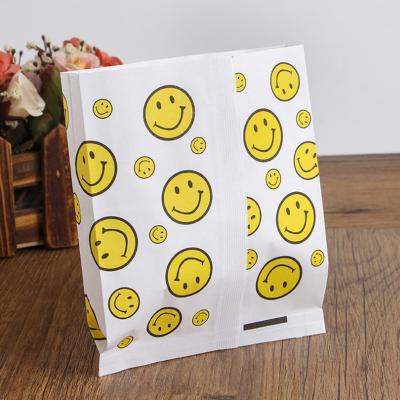 China Recyclable Flat Pointed Bottom Hamburger Snacks Greaseproof Paper Bag With Logo for sale